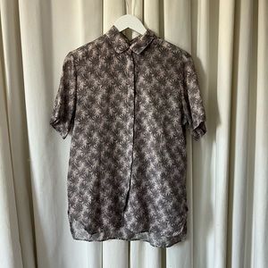 PAUL SMITH Blush Silk Cotton Palm Tree Button Down Shirt S/M